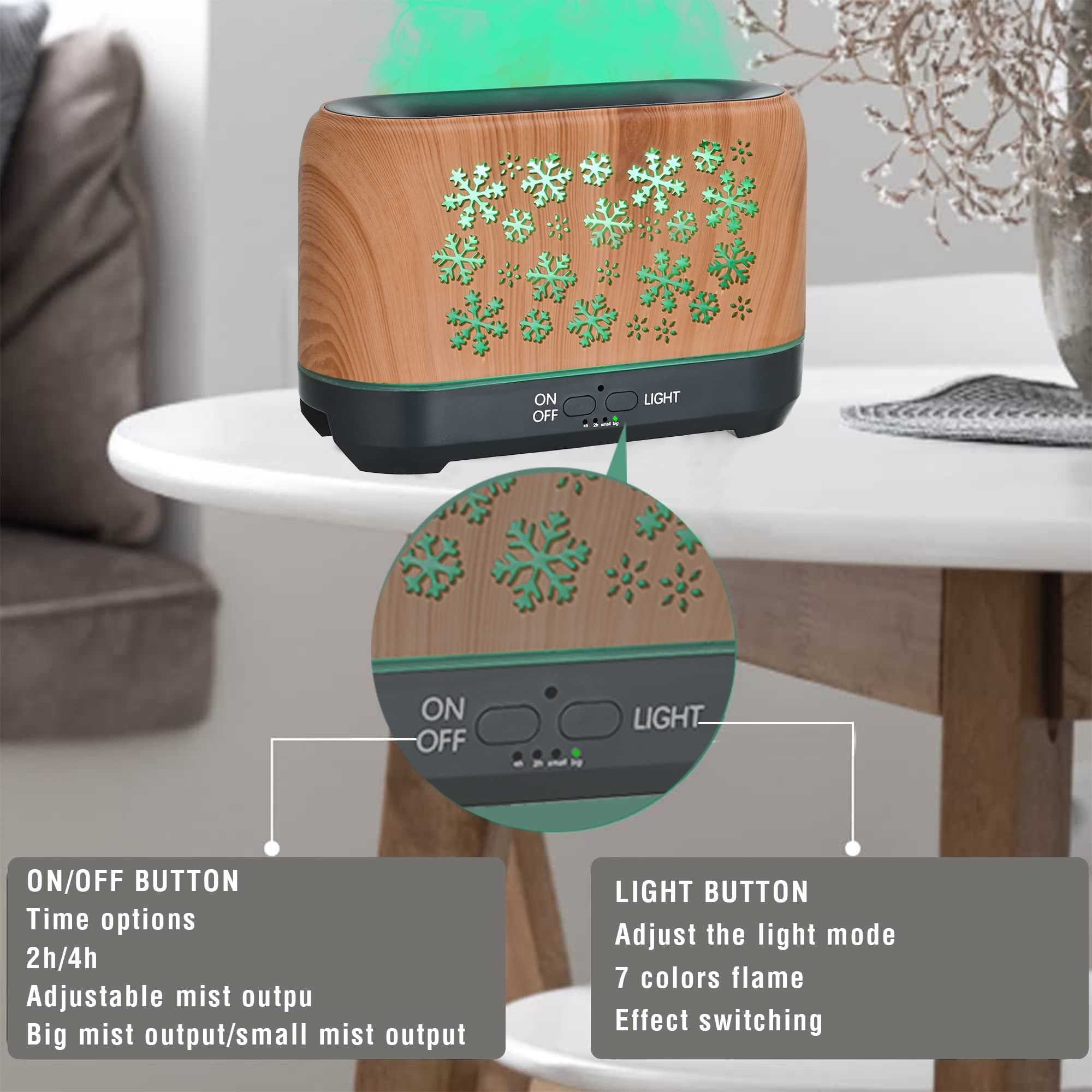 Christmas Snowflake Pattern Humidifier Household Colorful Aromatherapy Humidifier Atmosphere Colorful Diffuser - Bellarte Enchanté Christmas Snowflake Pattern Humidifier Household Colorful Aromatherapy Humidifier Atmosphere Colorful Diffuser